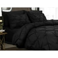 thumbnail image 1 of Pintuck 3-Piece Duvet Set, Pinch Pleat Design, Button Closure and Corner Ties for Easy Placement, Matching Shams Included, Full/Queen, Black, 1 of 5