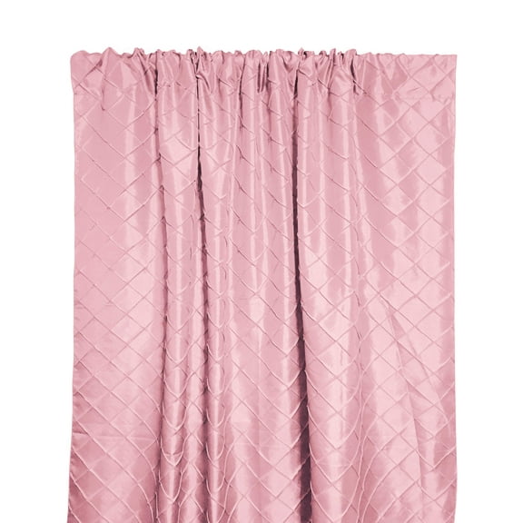 Pintuck Taffeta Cross Stitch Pattern Single Curtain Panel 54 Inch Wide Blush
