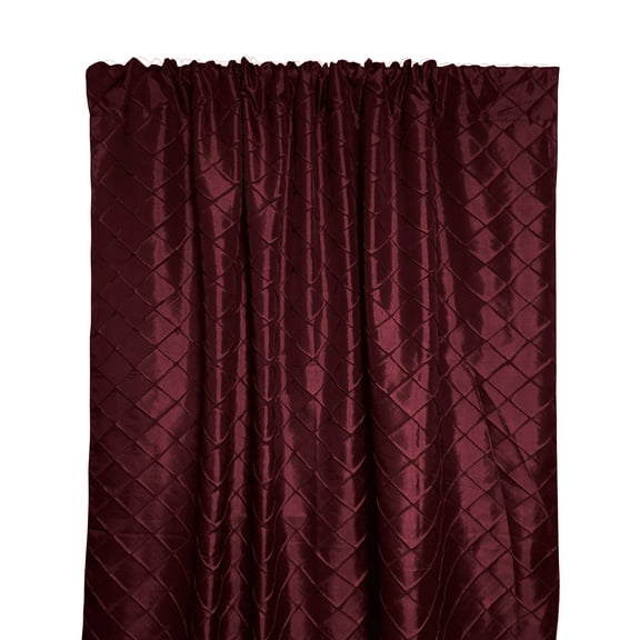 Pintuck Taffeta Cross Stitch Pattern Single Curtain Panel 54 Inch Wide Burgundy
