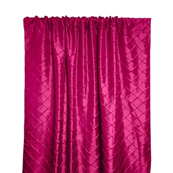 Pintuck Taffeta Cross Stitch Pattern Single Curtain Panel 54 Inch Wide Fuchsia