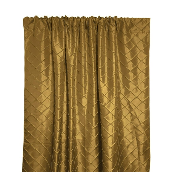 Pintuck Taffeta Cross Stitch Pattern Single Curtain Panel 54 Inch Wide Gold