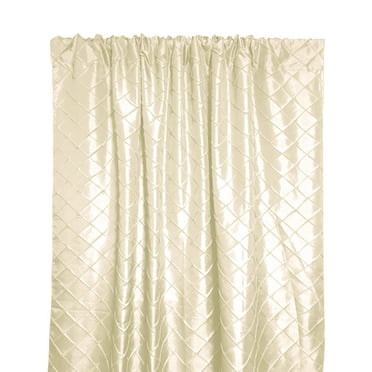 Pintuck Taffeta Cross Stitch Pattern Single Curtain Panel 54 Inch Wide Ivory