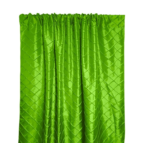 Pintuck Taffeta Cross Stitch Pattern Single Curtain Panel 54 Inch Wide Lime Green