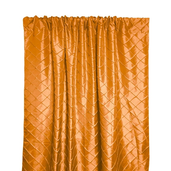 Pintuck Taffeta Cross Stitch Pattern Single Curtain Panel 54 Inch Wide Orange