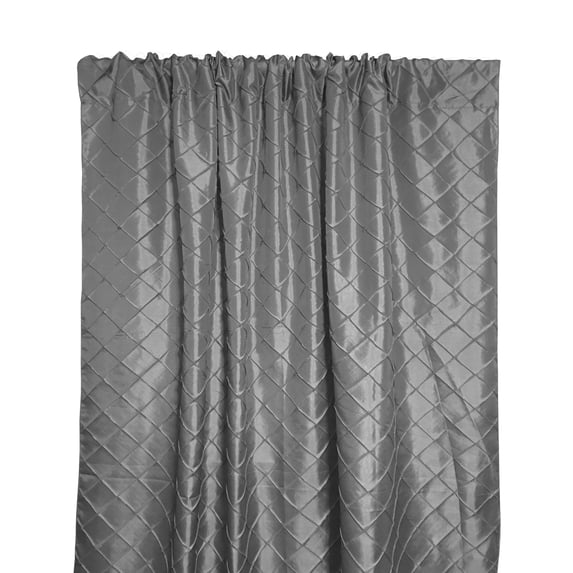 Pintuck Taffeta Cross Stitch Pattern Single Curtain Panel 54 Inch Wide Silver