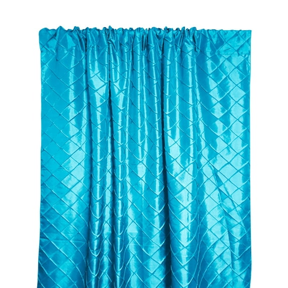 Pintuck Taffeta Cross Stitch Pattern Single Curtain Panel 54 Inch Wide Turquoise