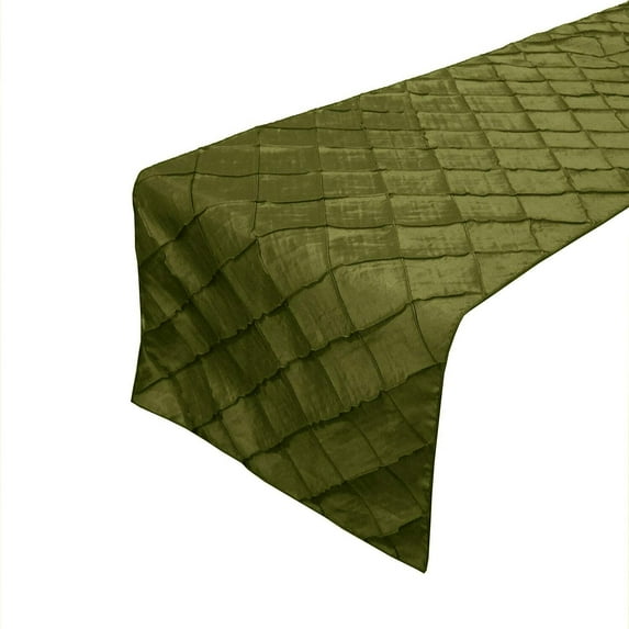 Pintuck Taffeta Table Runner Olive