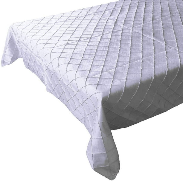 Pintuck Taffeta Tablecloth White
