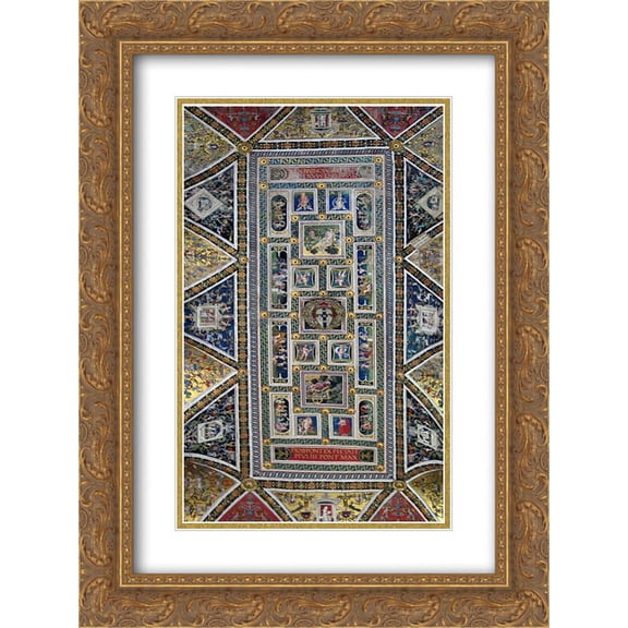 Pinturicchio 2x Matted 18x24 Gold Ornate Framed Art Print 'Ceiling of the Piccolomini Library in Siena Cathedral'