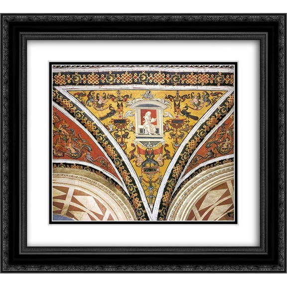 Pinturicchio 2x Matted 22x20 Black Ornate Framed Art Print 'Ceiling decoration (detail)'