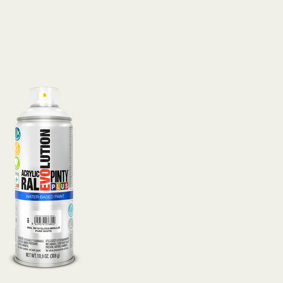Pintyplus Spray Paint, Gloss Pure White. GREENGUARD Gold Certified, Waterbase, Low Odor, Low GWP Propellant, 10.9oz