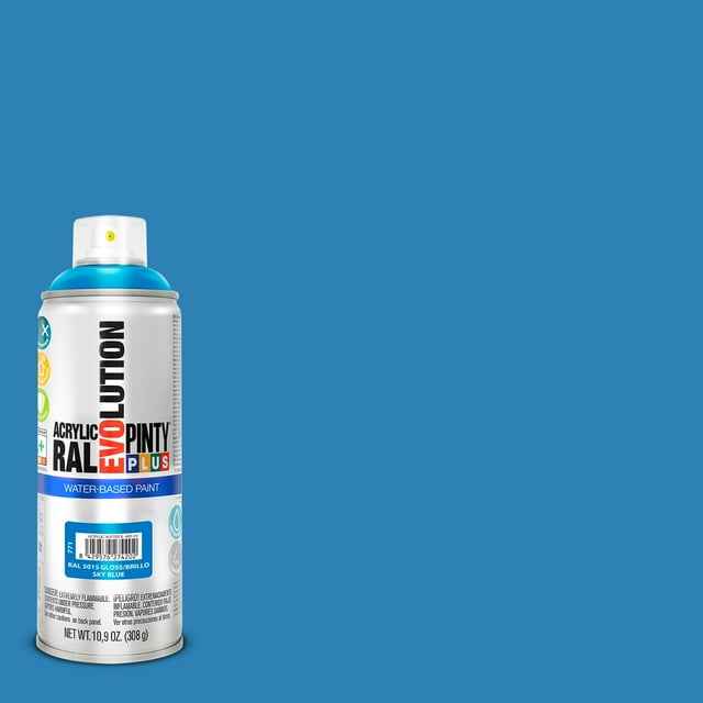 Pintyplus Spray Paint, Gloss Sky Blue. GREENGUARD Gold Certified