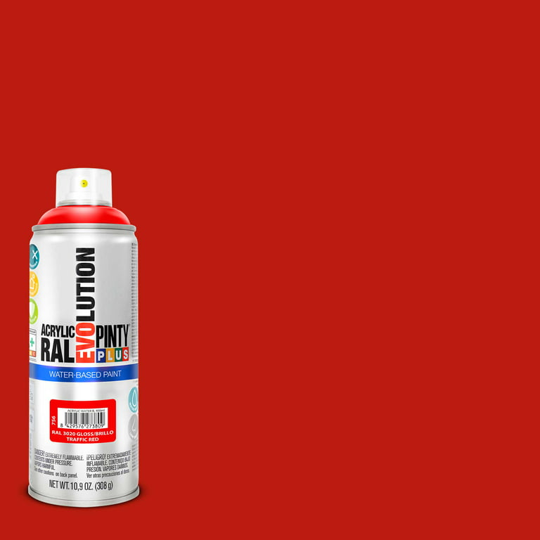 Pintyplus Spray Paint, Gloss Traffic Red. GREENGUARD Gold Certified,  Waterbase, Low Odor, Low GWP Propellant, 10.9oz 