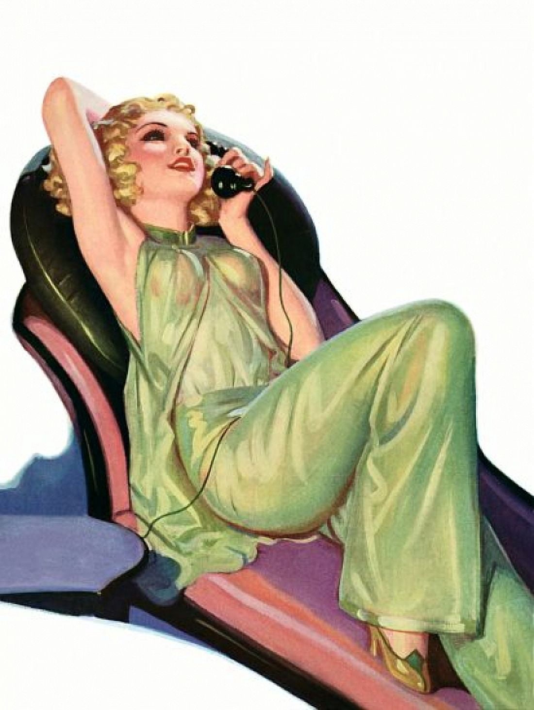 Pinup Blonde On The Phone Canvas Art - (36 x 54)