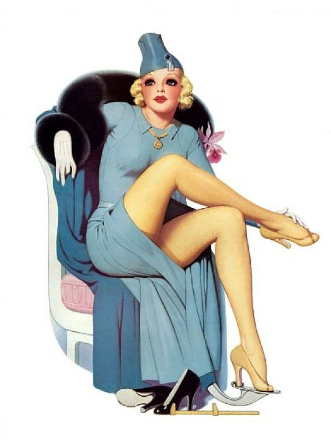 Pinup Blonde Trying On Shoes Canvas Art - (18 x 24)