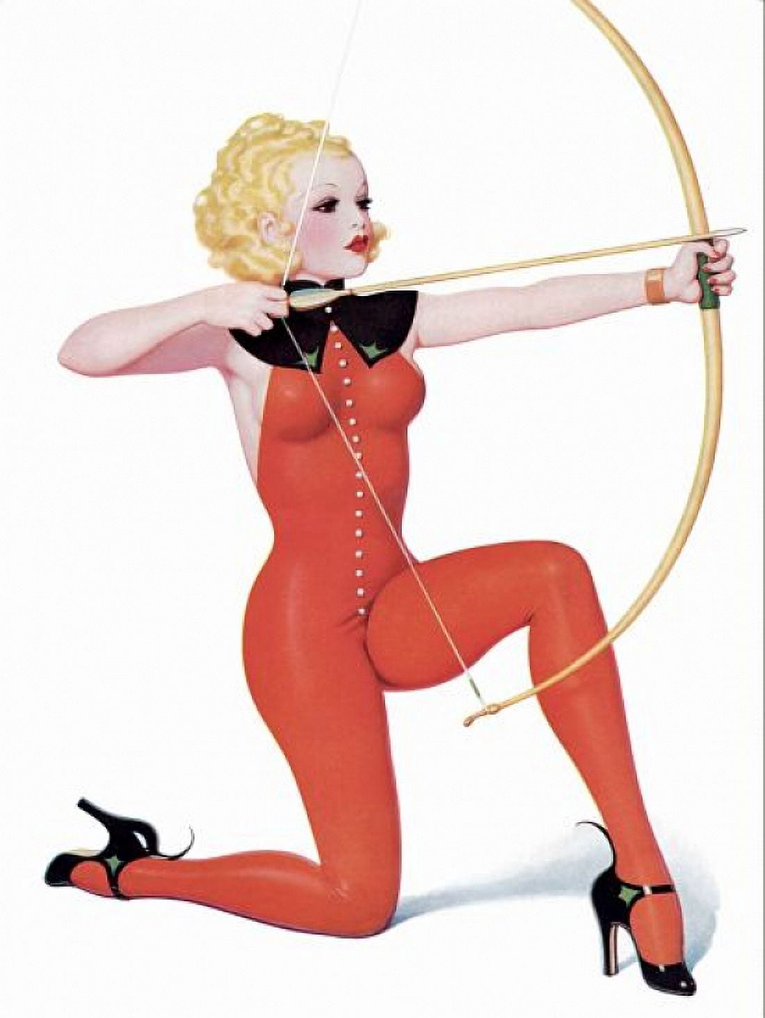 Pinup Blonde With Archery Set Canvas Art - (24 x 36)