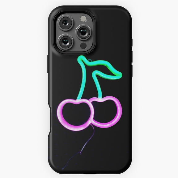 Pinup Cherry Neon Light Rockabilly Phone Case for iPhone 16 15 14 13 12 11 Pro Max