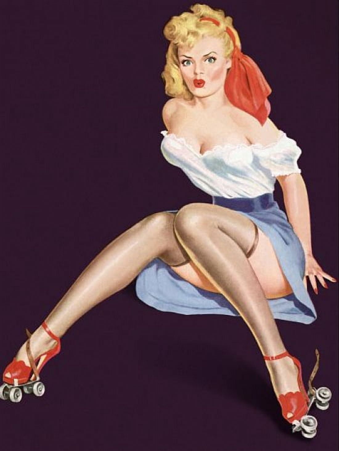 Pinup Girl Blonde On Roller Skates Pinup Canvas Art - (18 x 24)