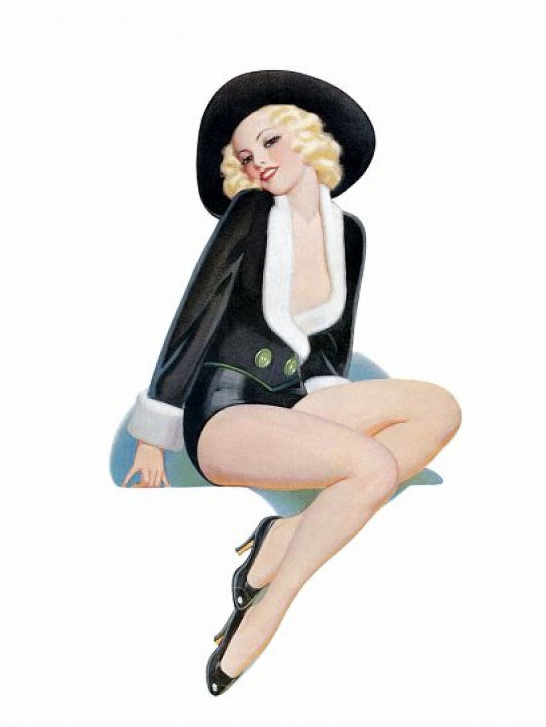 Pinup Girl Blonde With Black Hat Canvas Art - (24 x 36)