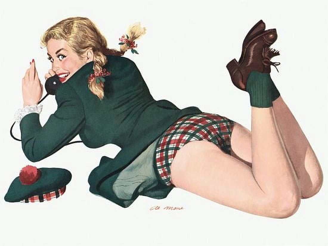 Pinup Girl Blonde With Scottish Outfit Canvas Art - (36 x 54)