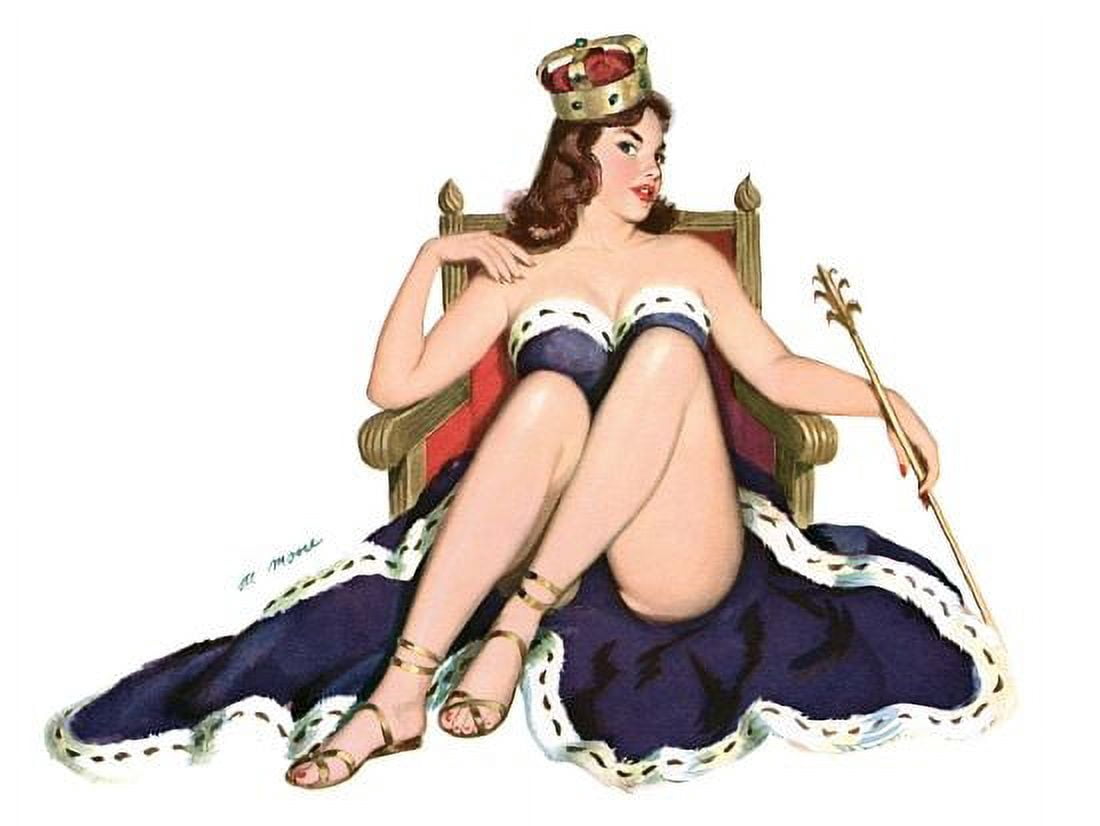 Pinup Girl Brunette Dressed As A Queen Canvas Art - (18 x 24)