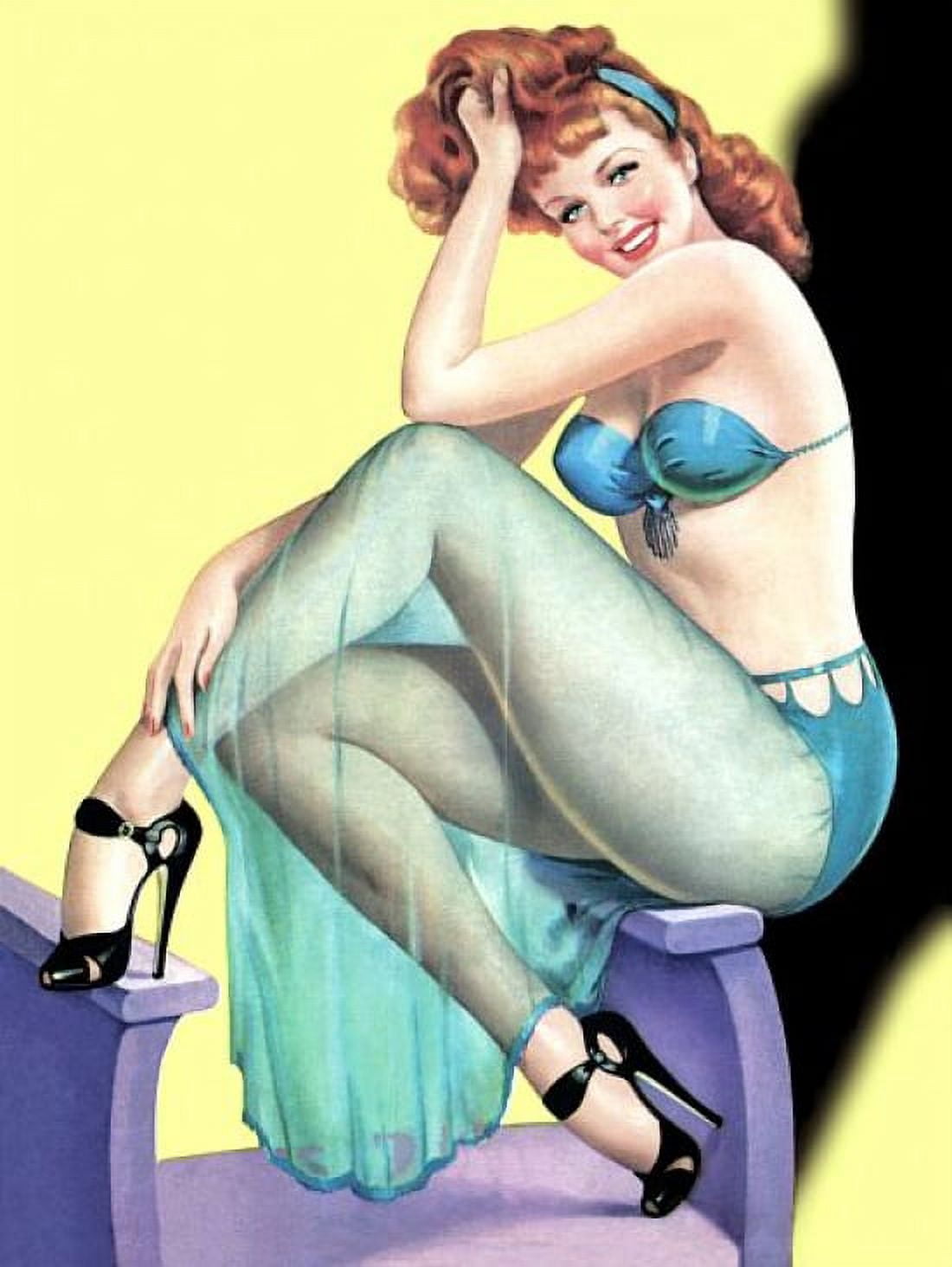 Pinup Girl Pinup Redhead Canvas Art - (24 x 36)