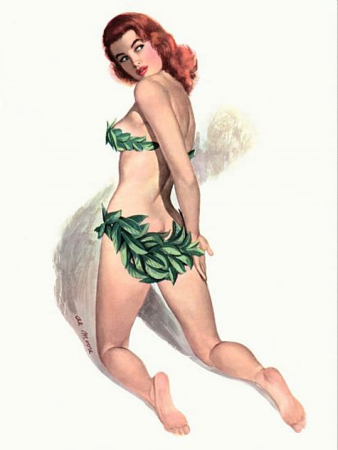 Pinup Girl Redhead With Bikini Made Out Of Canvas Art - (18 x 24)