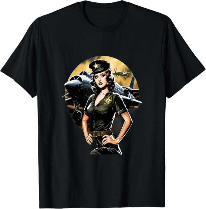 Pinup Girl WW2 Military Aircraft Aviation TShirt