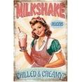 thumbnail image 1 of Pinup Lady Milkshake Metal Tin Sign Chilled Creamy Vintage Metal Sign Sweet Drink Painting Wall Art Poster Plaques Decor, 1 of 7