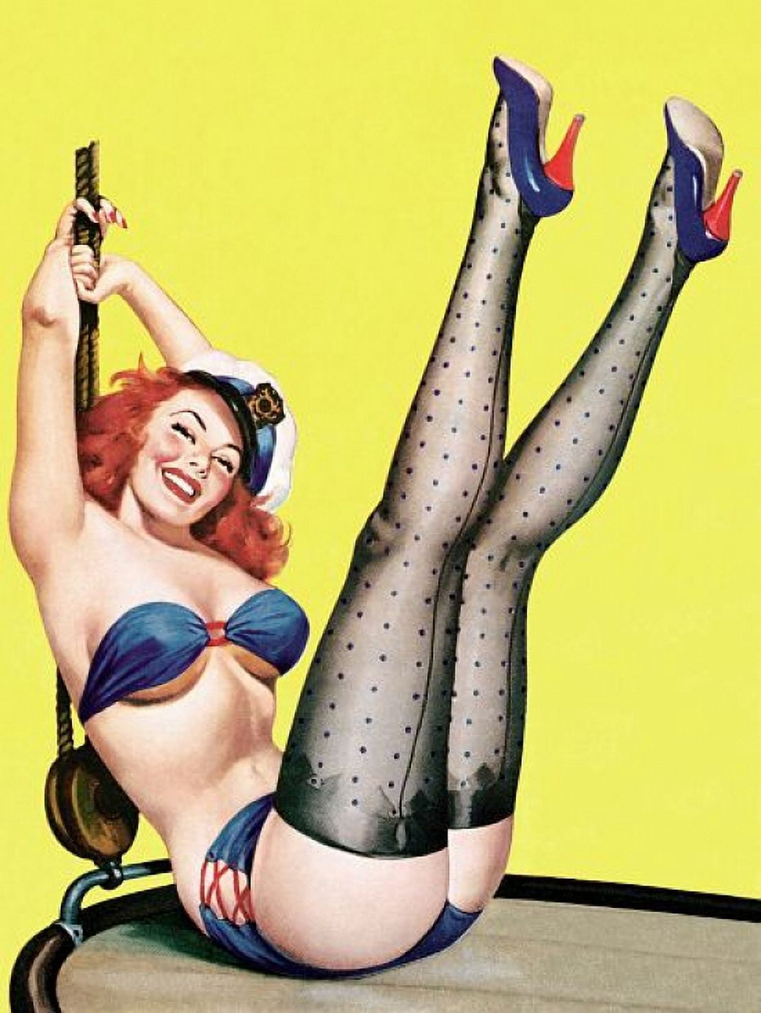Pinup Redhead Ship Captain Pinup Canvas Art - (18 x 24)