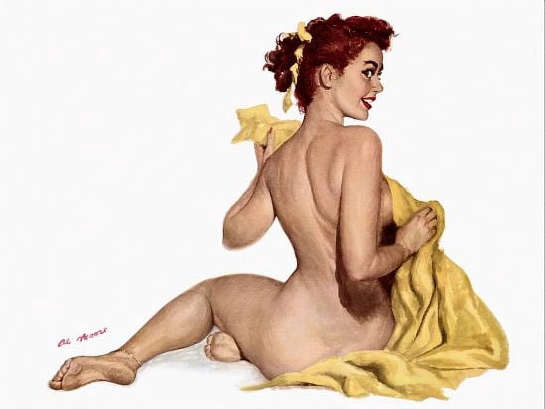 Pinup Redhead With A Towel Canvas Art - (24 x 36)