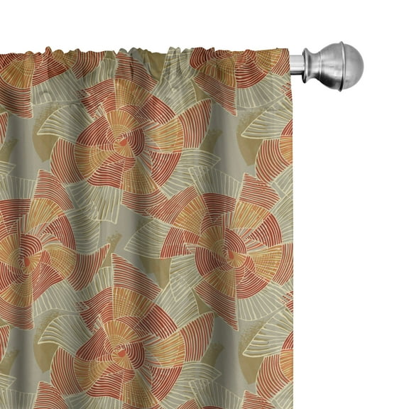 Pinwheel Curtains 2 Panels Set, Earth Tones Inspired Abstract Motifs in Striped Circular Vintage Shapes, Window Drapes for Living Room Bedroom, 56"W X 95"L, Multicolor, by Ambesonne