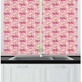 thumbnail image 1 of Pinwheel Curtains 2 Panels Set, Floral Style Curved Lines with Yellow Spots Distressed Effect in Retro Style, Window Drapes for Living Room Bedroom, 55W X 39L Inches, Pink and Yellow, by Ambesonne, 1 of 2