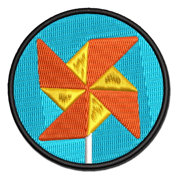 Pinwheel Fan Applique Multi-Color Embroidered Iron-On Patch - 2.5 Inch Small