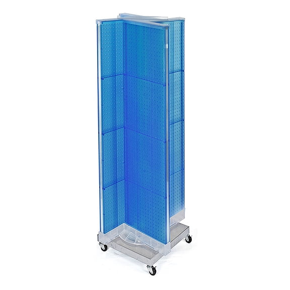 Pinwheel Pegboard Floor Display on Revolving Wheeled Base. Spinner Rack Stand. Panel Size: 16"W x 60"H