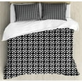 thumbnail image 1 of Pinwheel Queen Size Duvet Cover Set, Curved Geometric Style Shaped Minimalist Pattern Geometric Featured Design, Decorative 3 Piece Bedding Set with 2 Pillow Shams, Black and White, by Ambesonne, 1 of 3