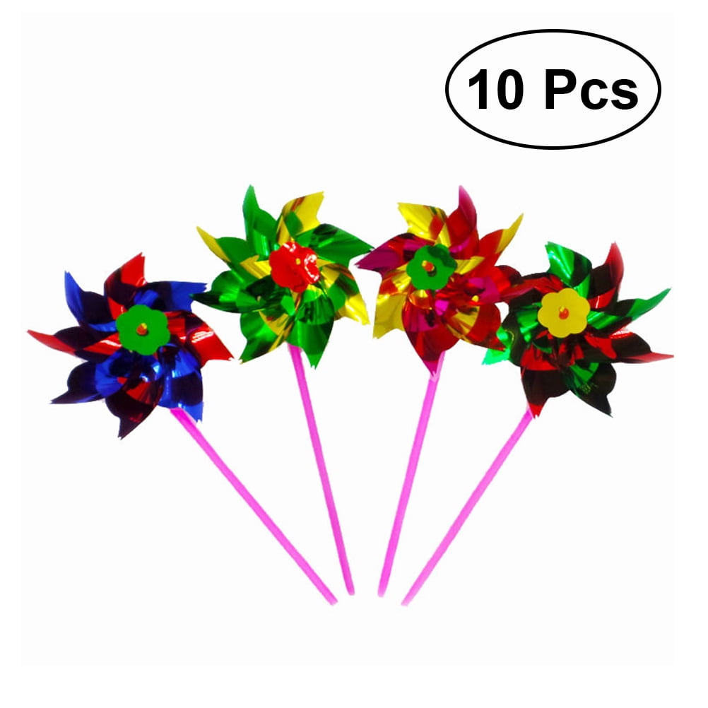 NUOLUX 10pcs Plastic Windmill Pinwheel Wind Kids Toy Garden Lawn Party ...