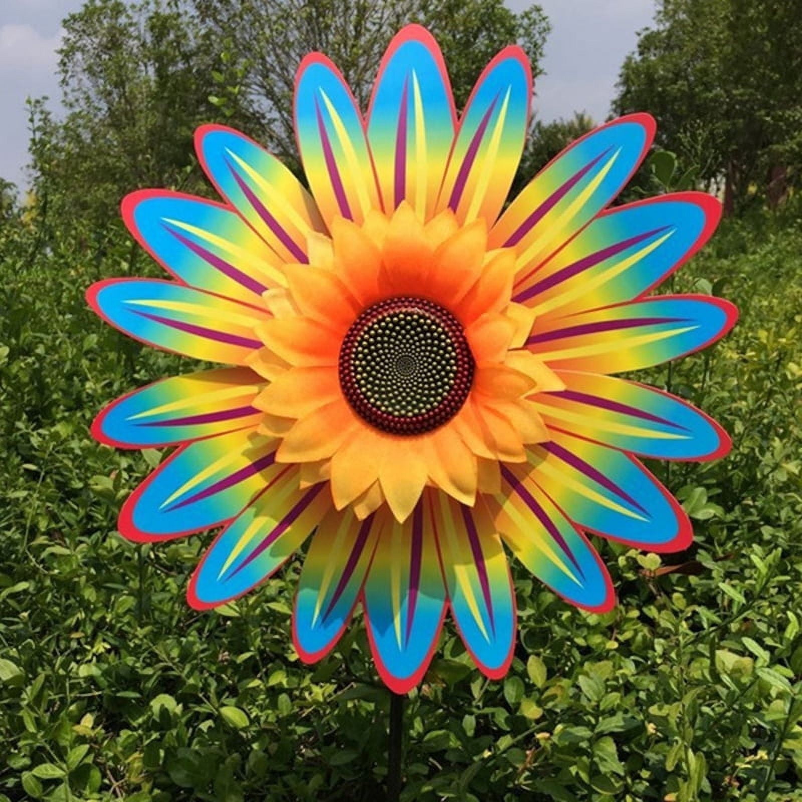 Pinwheel Flowwer Pinwheels for Yard and Garden Wind Spinners Outdoor Decor Rainbow ...
