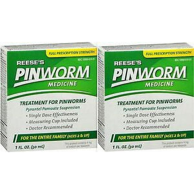 Pinworm Medicine Reeses, Pyrantel pamoate Suspension 1oz ( 2 bottles