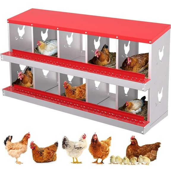 Pinypikaka 10 Chicken Nesting Boxes for Laying Eggs, Galvanized Steel Hen Nesting Box Chicken House