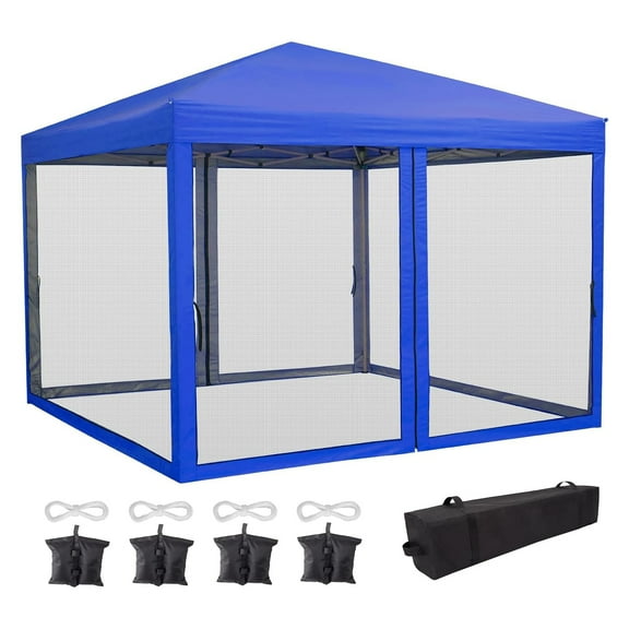 Pinypikaka 10'x10' Pop Up Canopy Tent with Mesh Netting and Roller Bag for Outdoor