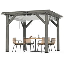 Pinypikaka 10x10 FT Wooden Gazebo Pergola with Canopy & Installation Kit, Quality Support Structure, Wind & Snow Resistant, Modern Outdoor Extendable Pavilion for Decks, Porches, Vines