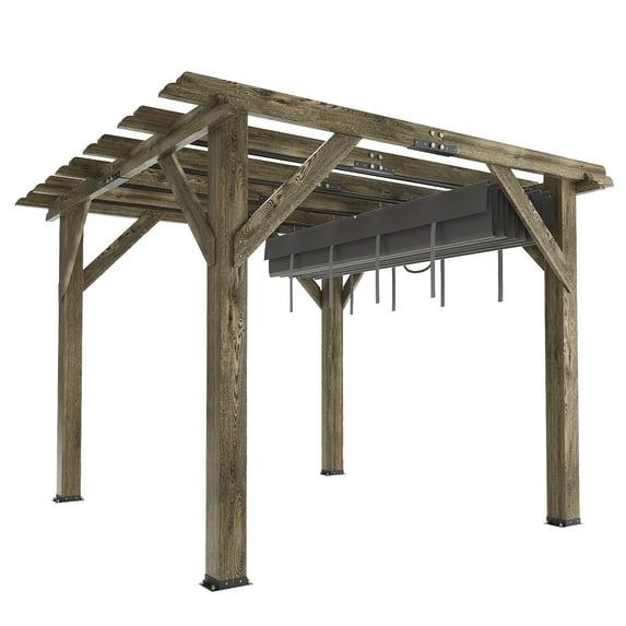 Pinypikaka 10x12 FT Outdoor Wooden Gazebo Pergola with Canopy, Quality Support Structure, Wind & Snow Resistant, Modern Outdoor Extendable Pavilion for Decks, Porches, Vines