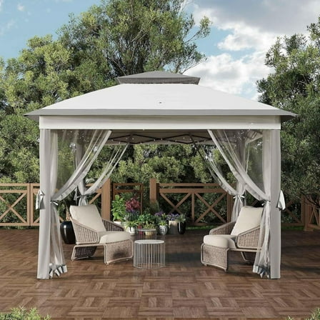 Pinypikaka 11'x11' Pop-up Gazebo, Outdoor Gazebo Tent with Netting Walls, Outside Canopy for Patio, Garden, Courtyard, Party