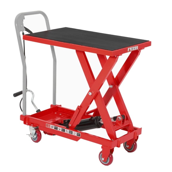 Pinypikaka 1100 LBS Hydraulic Lift Table Cart, 32" Max Lifting Height, Heavy Duty Single Scissor Lift Table with Non Slip Pad & Wheels, Industrial Hydraulic Platform Cart for Warehouse