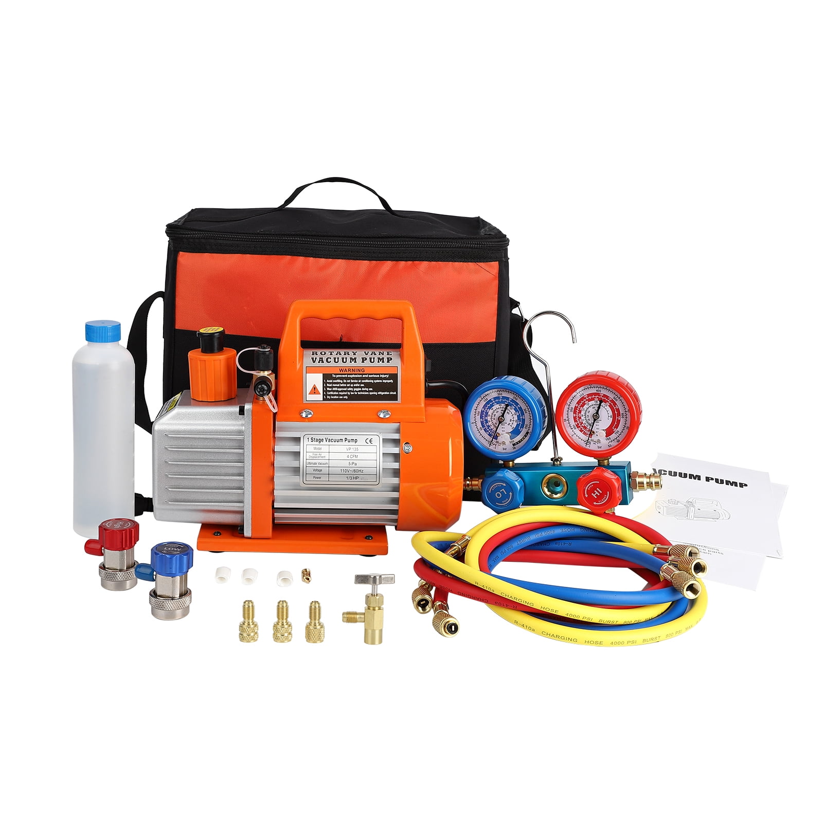 Kit Manomètre Et Pompe à Vide OMT 3.5CFM 1/4HP - Pour Climatisation Auto Et Maison, 110V, Numérique