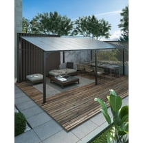 Pinypikaka 12'x20' Outdoor Hardtop Gazebo, Lean-to Pergola With Roof for Lawn Patio Deck Yard Party