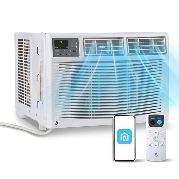 Pinypikaka 12000 BTU Window Air Conditioner 115V, Fastcooling for 550 Sq.Ft Room, Wi-Fi Enabled Remote Control, Reusable Filter, for APT, Living Room, Office, Kitchen