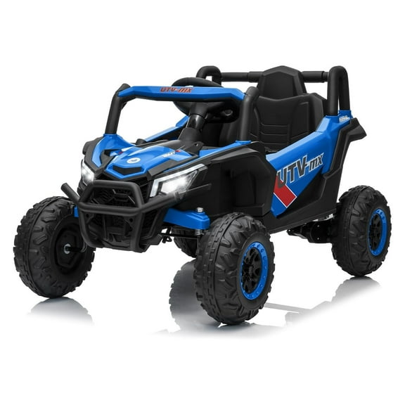 Pinypikaka 12V Kids Ride On Car, UTV Truck w/ Remote Control, 4WD/2WD Switchable, Electric Vehicle with 4 Spring Suspension, EVA Tires, Safety Belt, Double Open Doors, Music, LED Lights for Ages 3-8