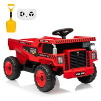 Pinypikaka 12V Ride On Dump Truck for Kids Electric Ride On Car Toy Toddlers 4 Wheeler Construction Vehicles with Remote Control, Dump Bed, Shovel, LED Lights, Music, for Kids 3-8